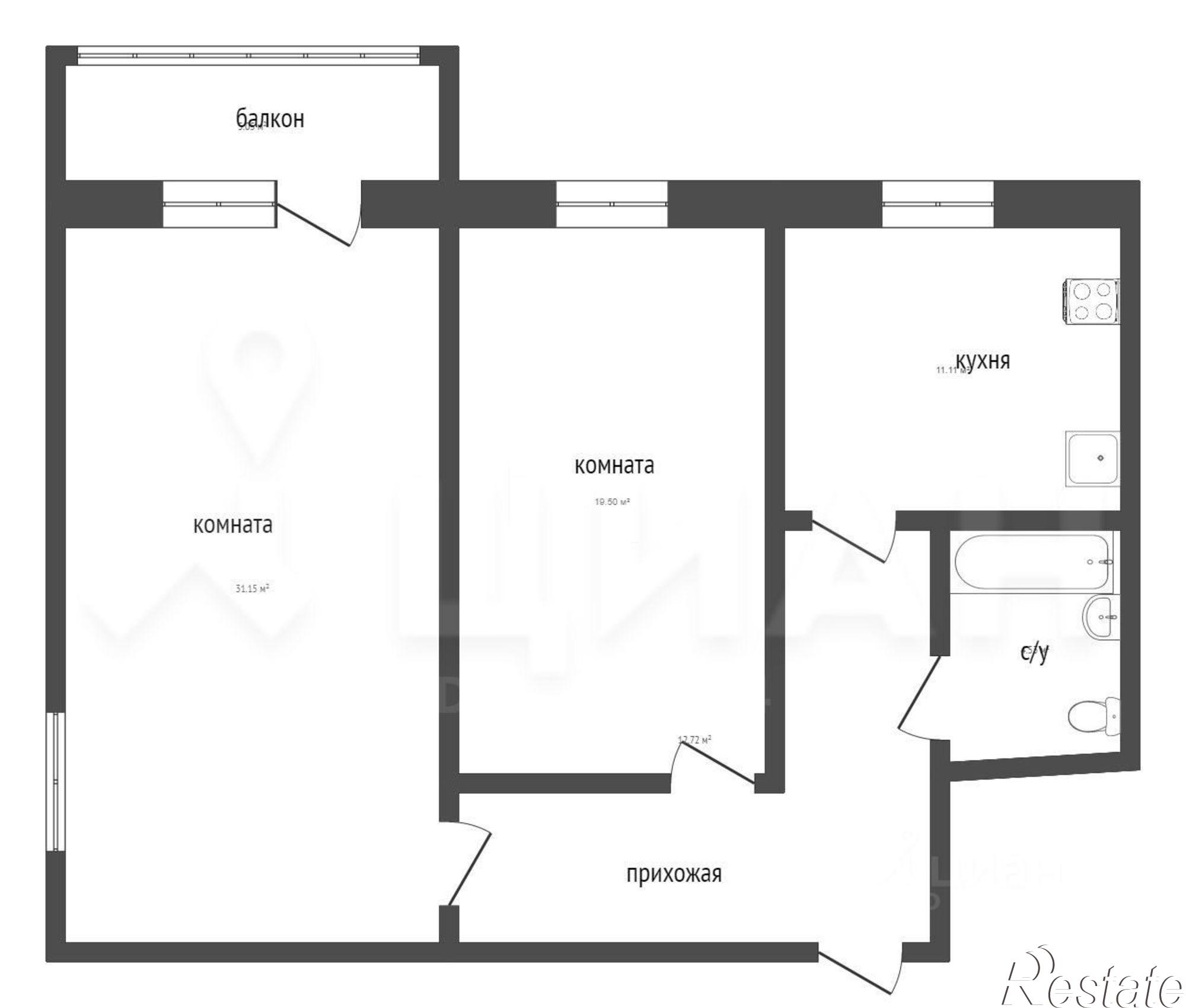 Купить квартиру за 4 460 000 рублей на улица Малые Гончары, 4