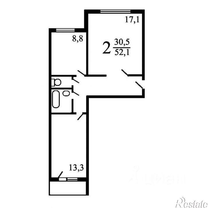 2-комн квартира Санаторная улица, 2,  д. 2