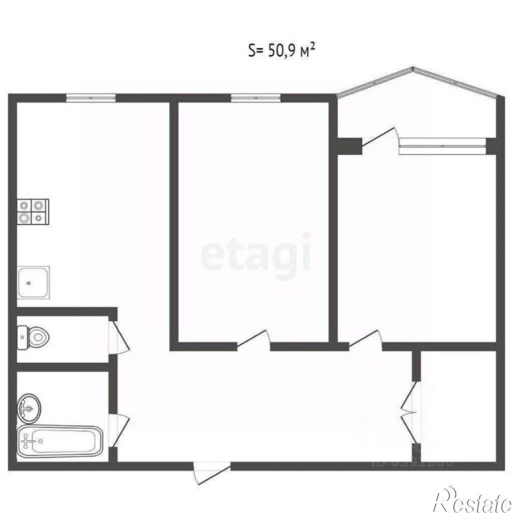 2-комн квартира улица Степанова, 35,  д. 35