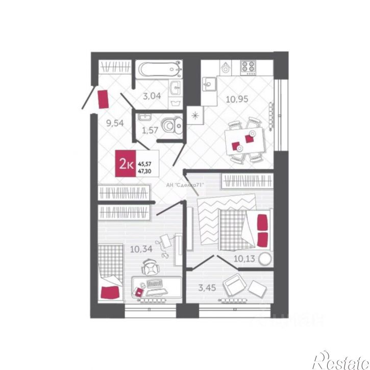 2-комн квартира Калужское шоссе, 20 к2,  д. 20 к2