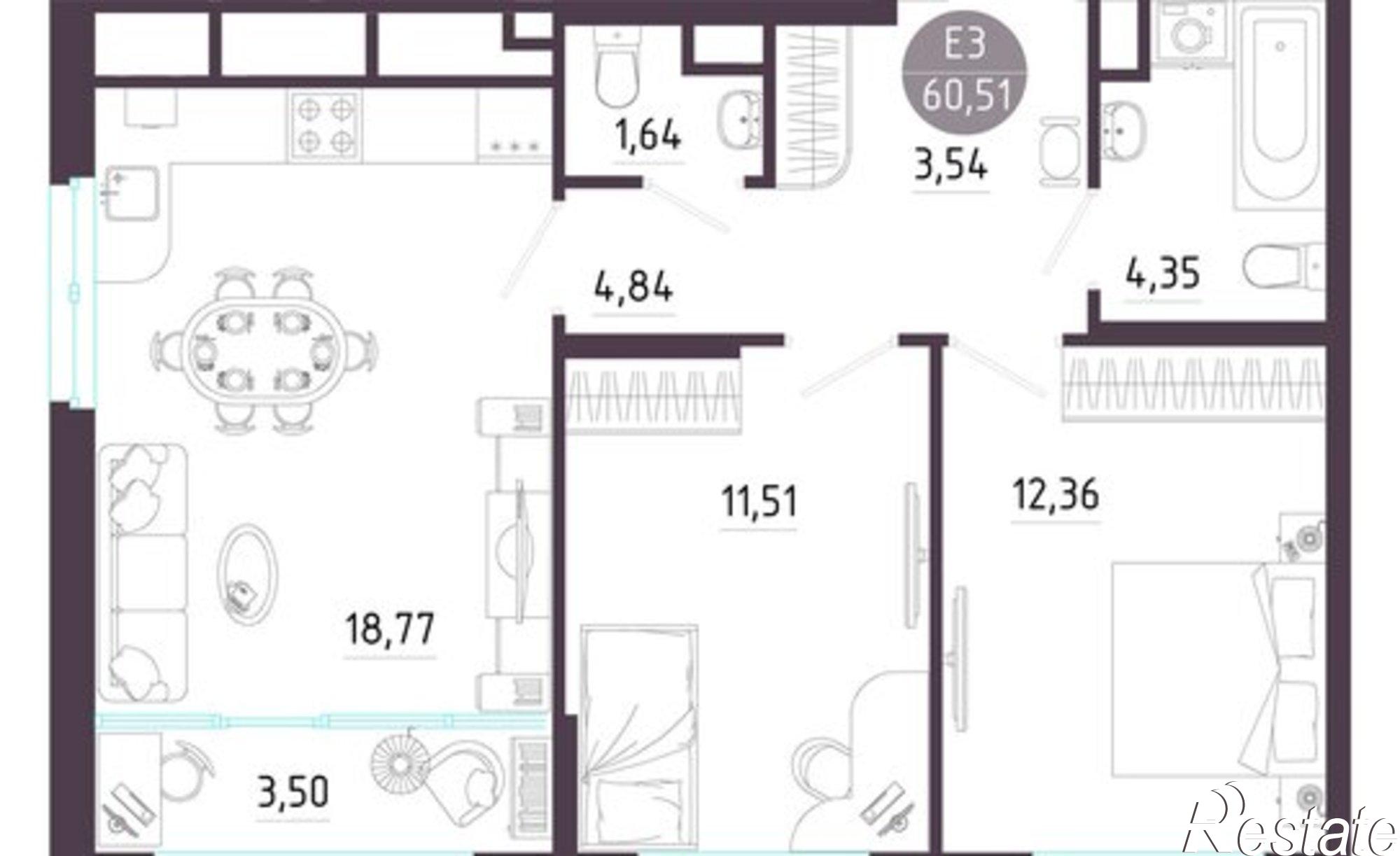 Купить квартиру за 7 561 940 рублей на ул Пряничная, 7