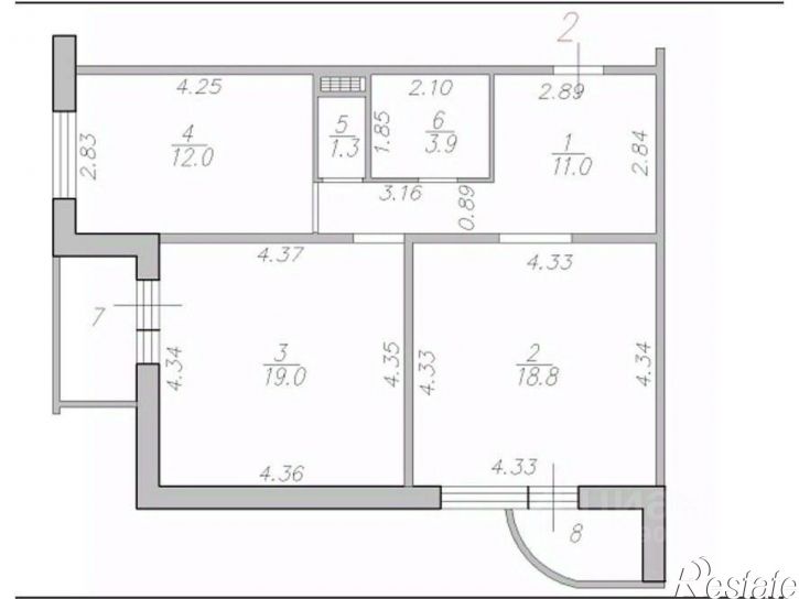 2-комн квартира улица Хворостухина, 2Б,  д. 2Б