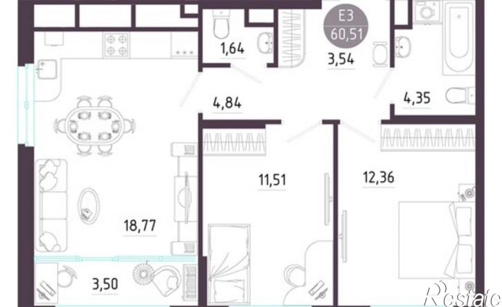 2-комн квартира в новом доме ул Пряничная, 7,  д. 7