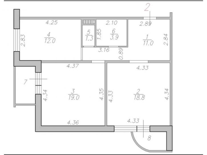 2-комн квартира Хворостухина улица, д.2Б