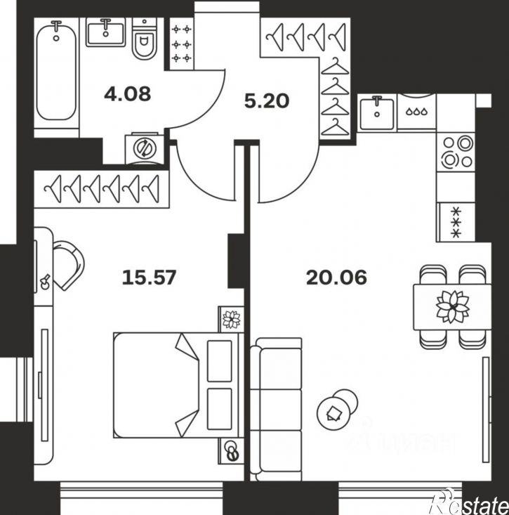 1-комн квартира в новом доме Самоварная улица, 21,  д. 21