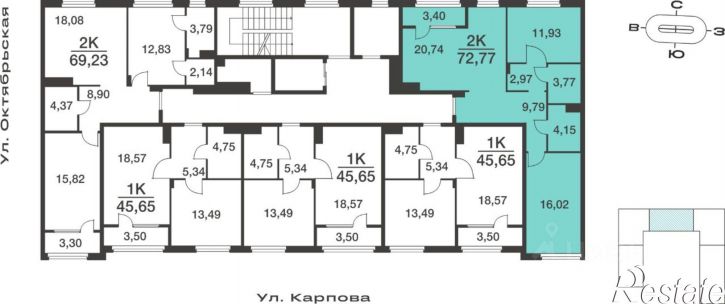 2-комн квартира в новом доме улица Карпова, 103А,  д. 103А