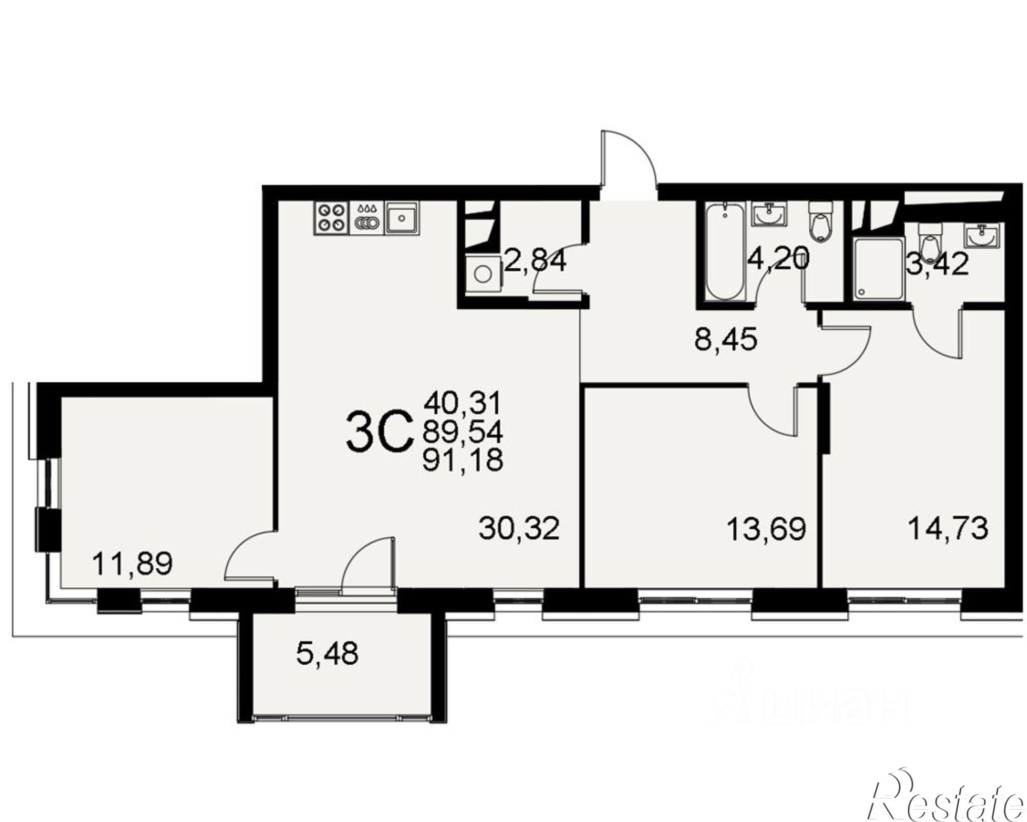 Купить квартиру за 16 138 900 рублей на Хлебная площадь, 8к3