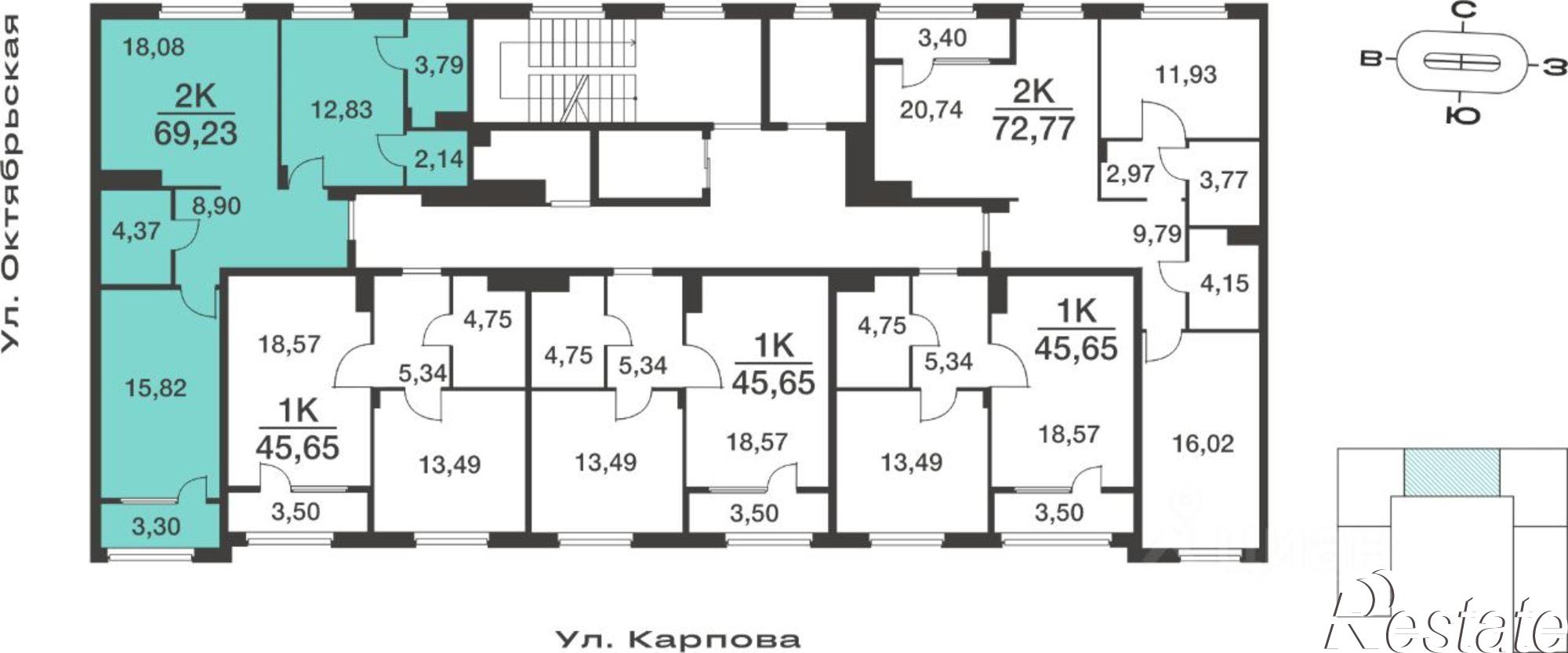 Купить квартиру за 7 615 300 рублей на улица Карпова, 103А