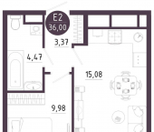 1-комн, 36 кв м, этаж 10/10 Большая улица, 6