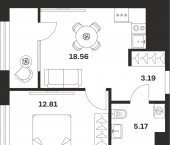 1-комн, 39 кв м, этаж 5/25 ул Академика Насоновой, 18
