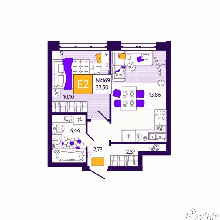 1-комн квартира в новом доме ул Купцов Гречихиных, 2,  д. 2