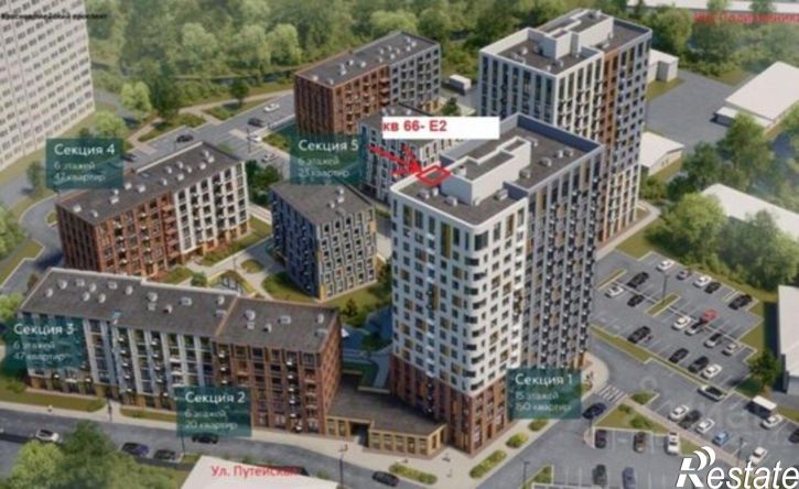 1-комн квартира в новом доме ул Путейская, 23,  д. 23