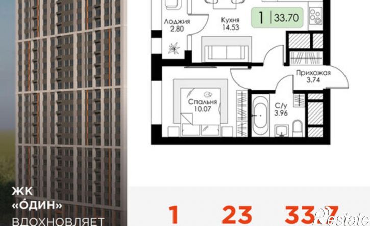 1-комн квартира в новом доме ул Ряжская, 23,  д. 23