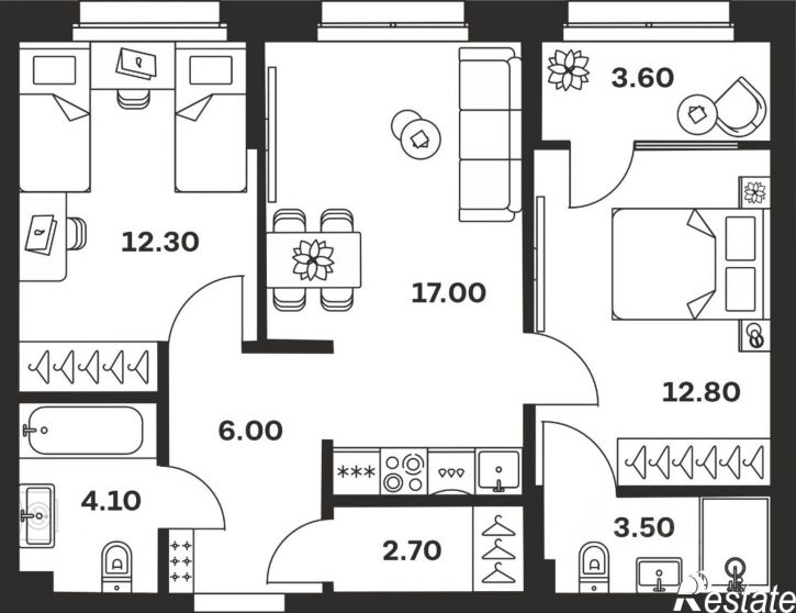 2-комн квартира в новом доме ул Михеева, 7 А,  д. 7 А,  к. А