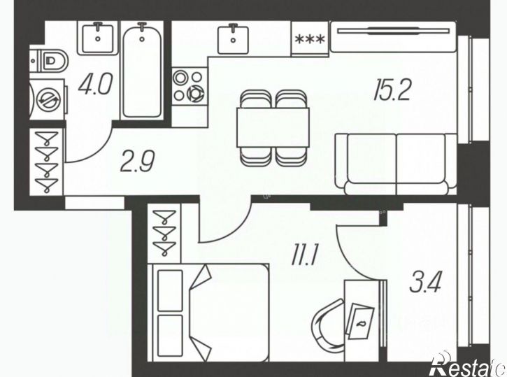 1-комн квартира улица Михеева, 3,  д. 3