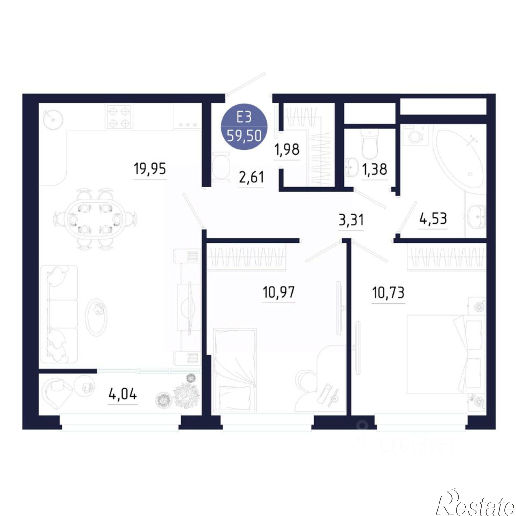 Купить квартиру за 6 840 720 рублей на ул Щегловская засека, 5