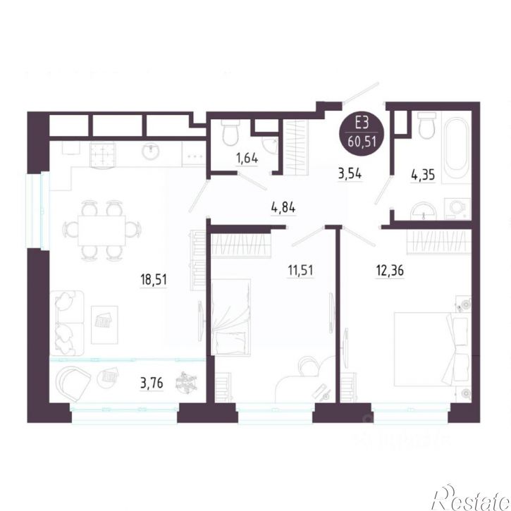 2-комн квартира в новом доме Большая улица, 8,  д. 8