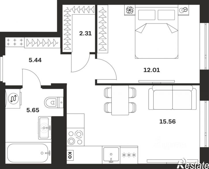 1-комн квартира в новом доме ул Богородицкая, 8В,  д. 8В
