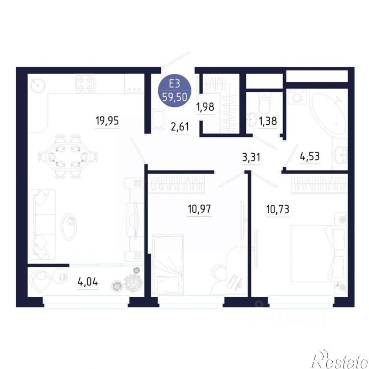 2-комн квартира в новом доме ул Щегловская засека, 5,  д. 5