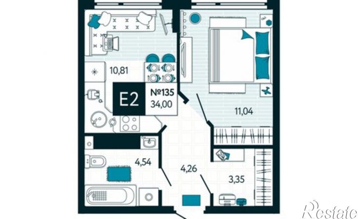 1-комн квартира в новом доме улица Чмутова, 158,  д. 158
