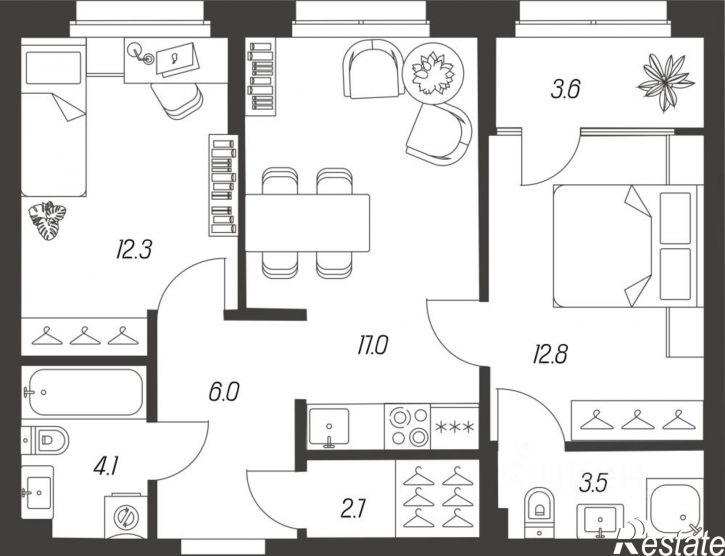 2-комн квартира в новом доме улица Михеева, 11,  д. 11