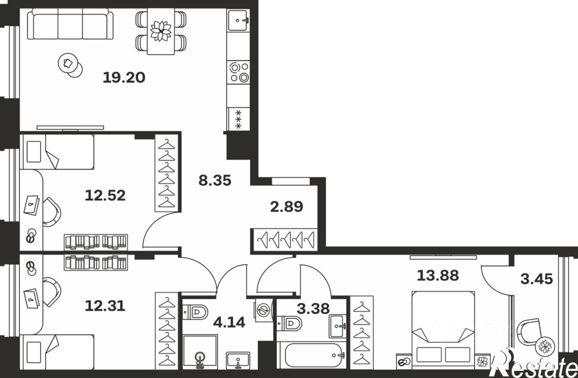 Купить квартиру за 8 813 200 рублей на Самоварная улица