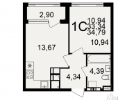 1-комн, 33 кв м, этаж 14/20 Венёвское шоссе