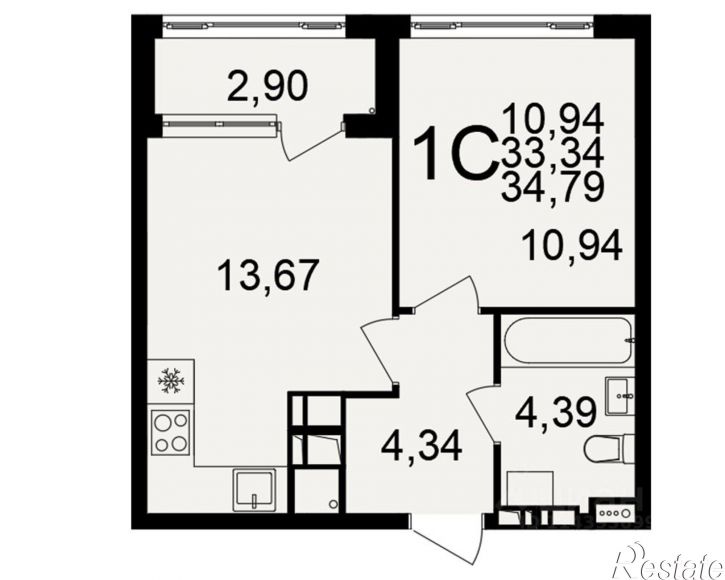 1-комн квартира в новом доме Венёвское шоссе