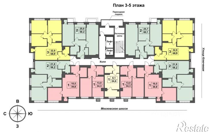 2-комн квартира в новом доме Ключевая улица, 1,  д. 1