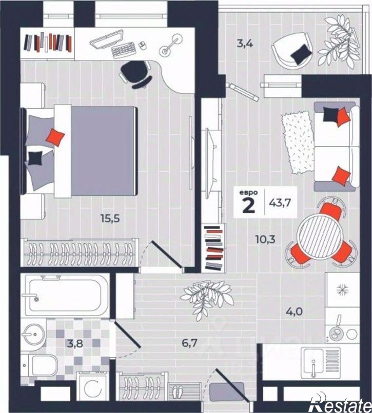 2-комн квартира в новом доме улица Академика Насоновой, 1А,  д. 1А