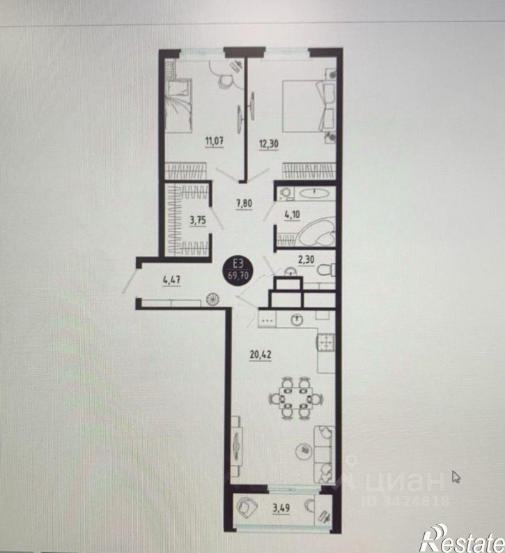 2-комн квартира Большая улица, 8,  д. 8