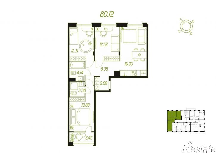 3-комн квартира в новом доме Самоварная улица, 21,  д. 21
