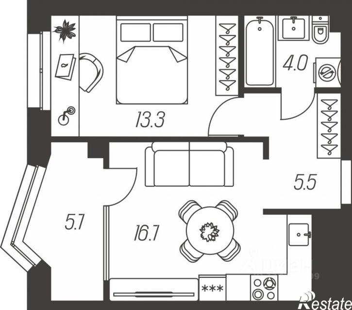 1-комн квартира в новом доме ул Михеева, 9,  д. 9