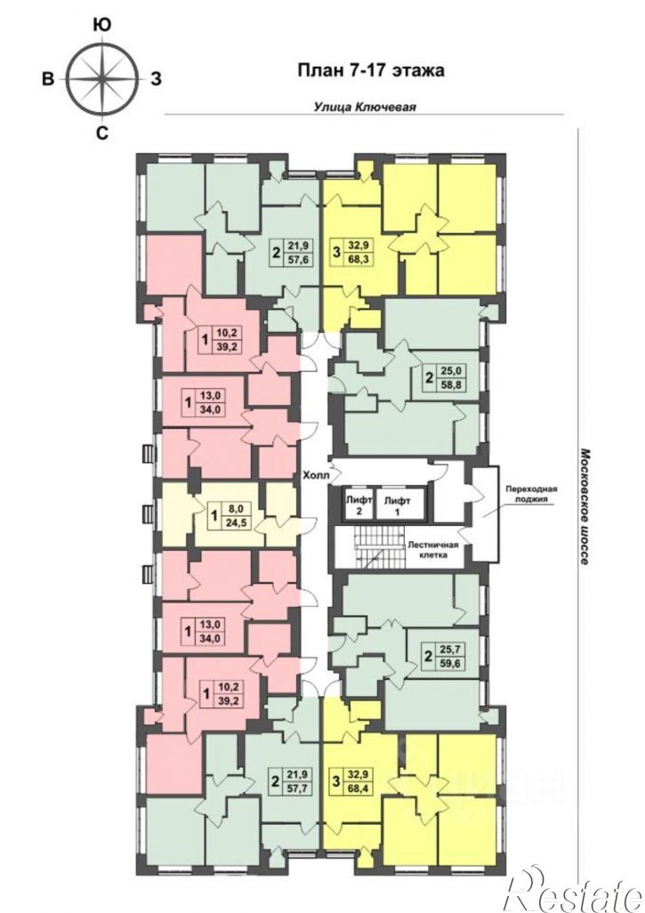 1-комн квартира в новом доме Ключевая улица, 1,  д. 1