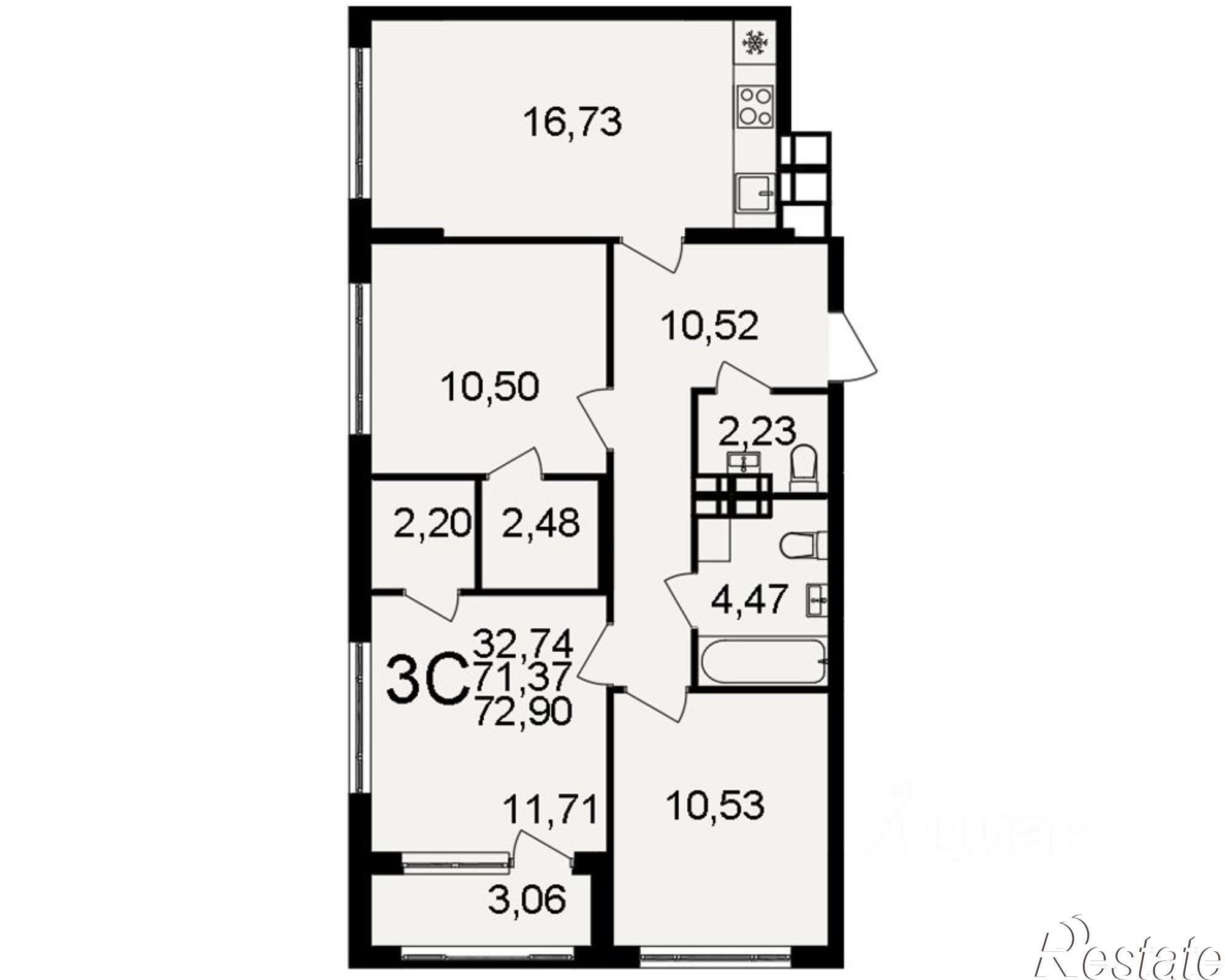 Купить квартиру за 8 019 000 рублей на Венёвское шоссе