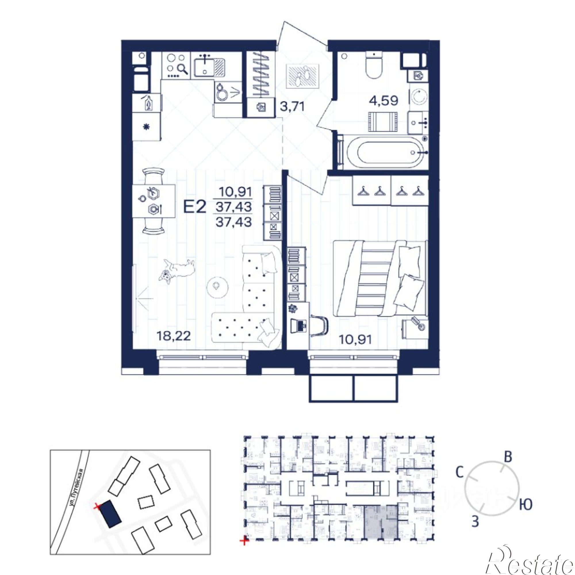 Купить квартиру за 6 499 000 рублей на ул Путейская, 17