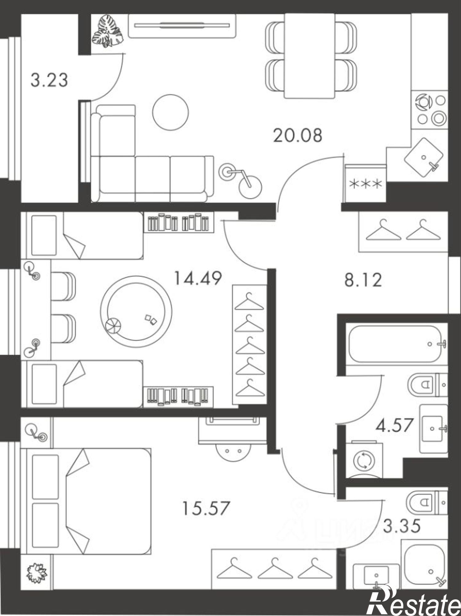 Купить квартиру за 7 635 100 рублей на улица Карпова, 103А