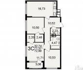 3-комн, 71 кв м, этаж 13/20 Венёвское шоссе