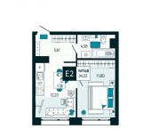 1-комн, 34 кв м, этаж 13/15 улица Чмутова, 158