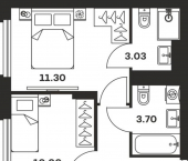 2-комн, 50 кв м, этаж 5/15 Самоварная улица