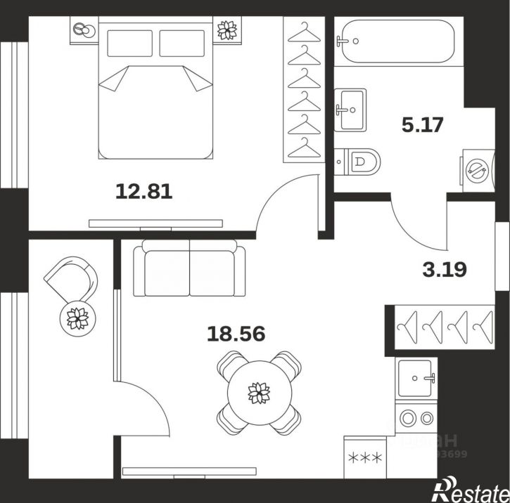 1-комн квартира в новом доме ул Академика Насоновой, 18,  д. 18