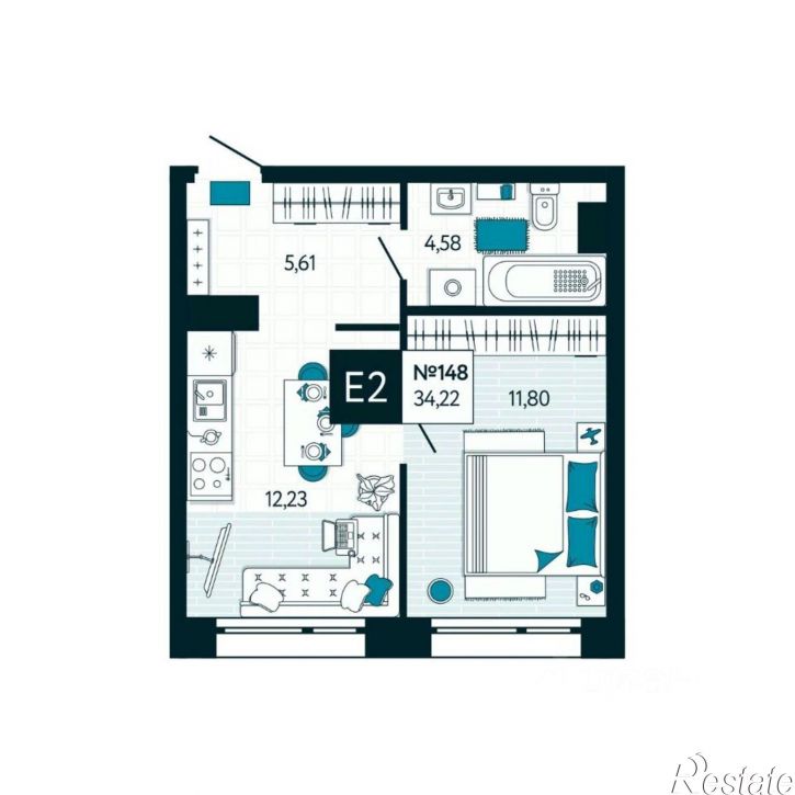 1-комн квартира в новом доме улица Чмутова, 158,  д. 158