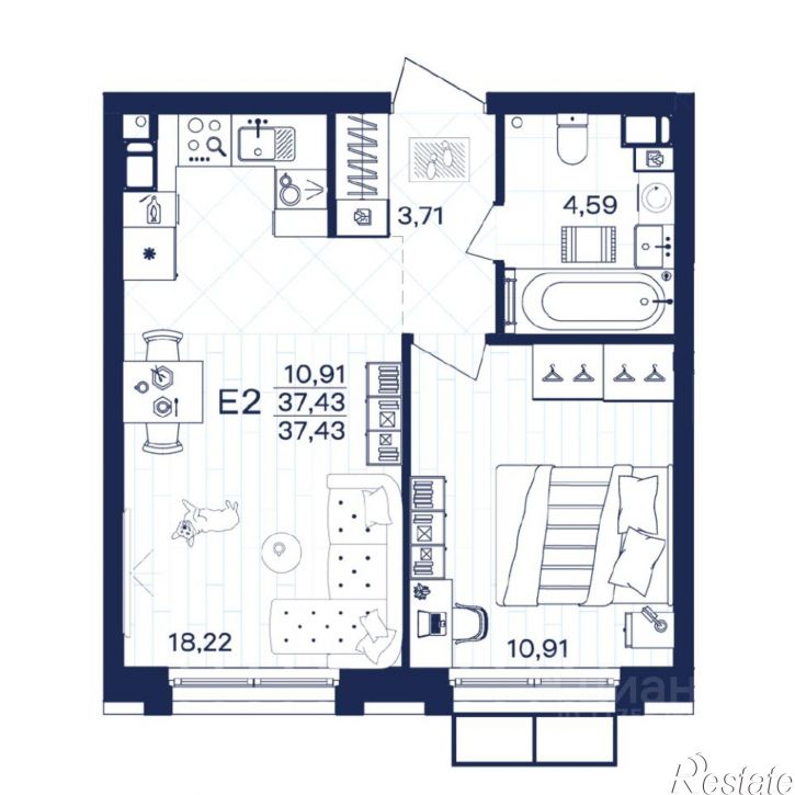 1-комн квартира в новом доме ул Путейская, 17,  д. 17