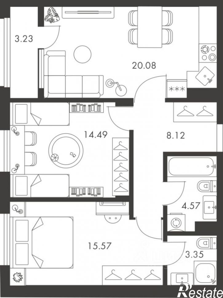 2-комн квартира в новом доме улица Карпова, 103А,  д. 103А