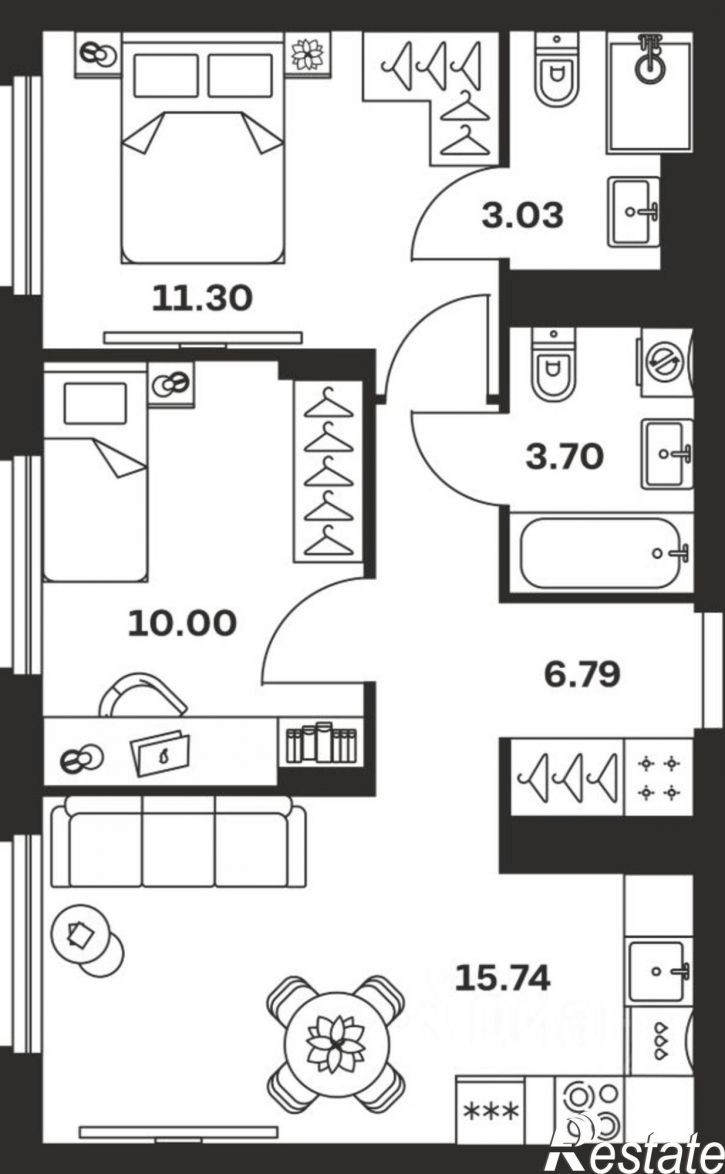 2-комн квартира в новом доме Самоварная улица