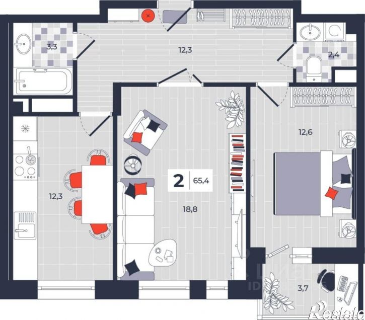 2-комн квартира в новом доме ул Академика Насоновой, 1А,  д. 1А