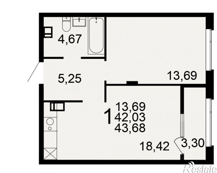 1-комн квартира в новом доме Самоварная улица, 1