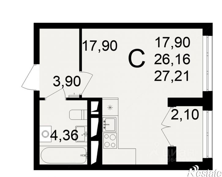 1-комн квартира в новом доме посёлок Горелки, Большая улица