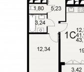 1-комн, 44кв м, этаж 10/17 Путейская улица, 11