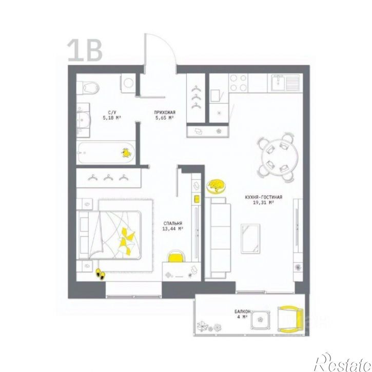 1-комн квартира в новом доме Оборонная улица, 104,  д. 104